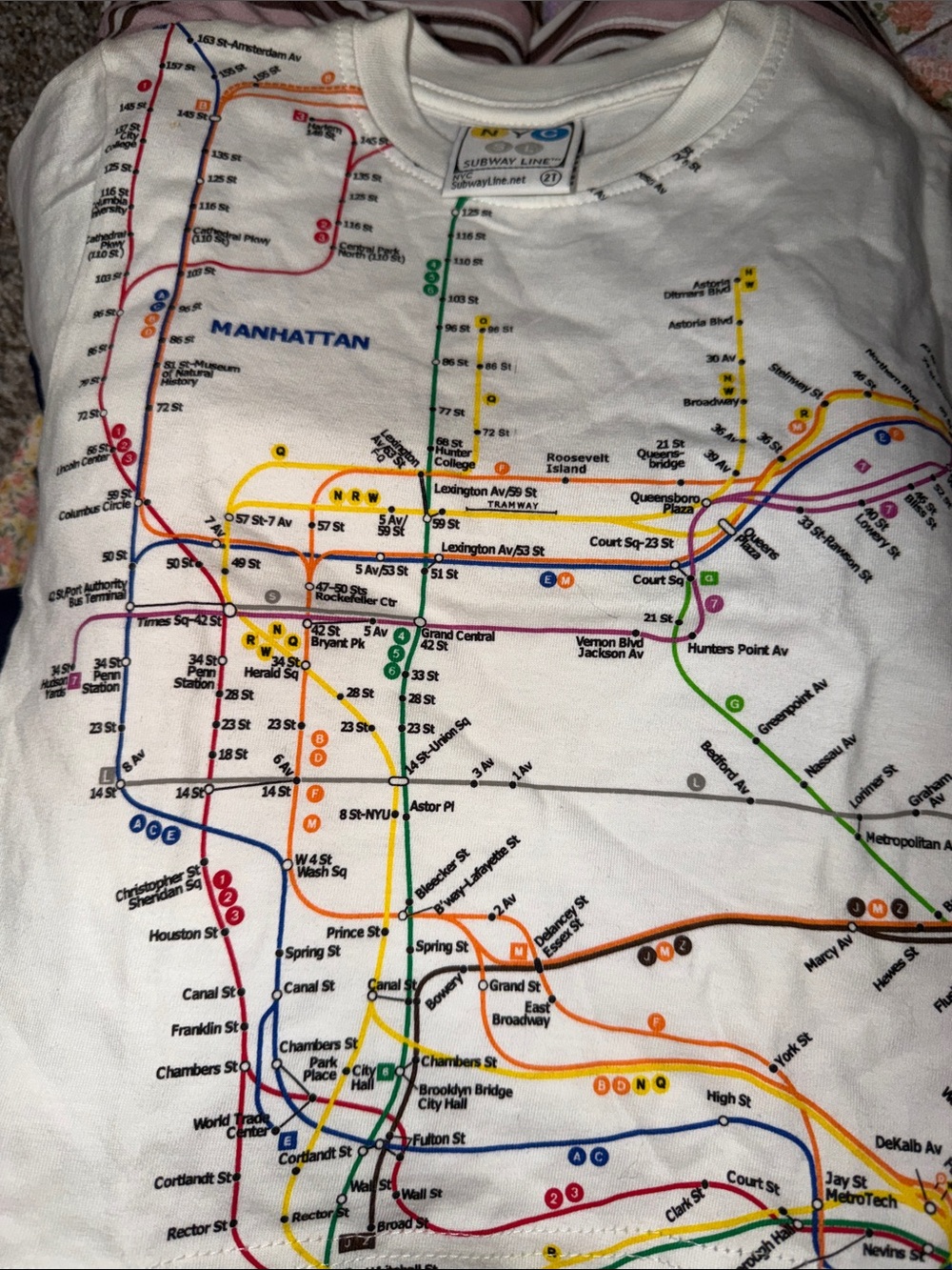 NYC Kids Short Sleeve Tee with Colorful Subway Map Print - White